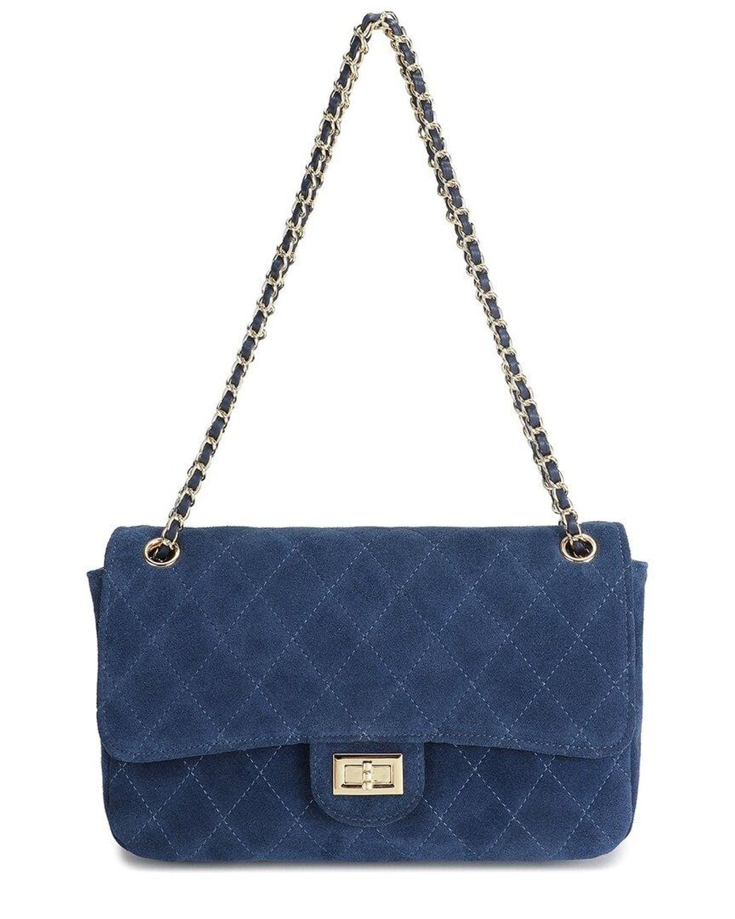 Tiffany & Fred Paris Blue Suede Shoulder Bag