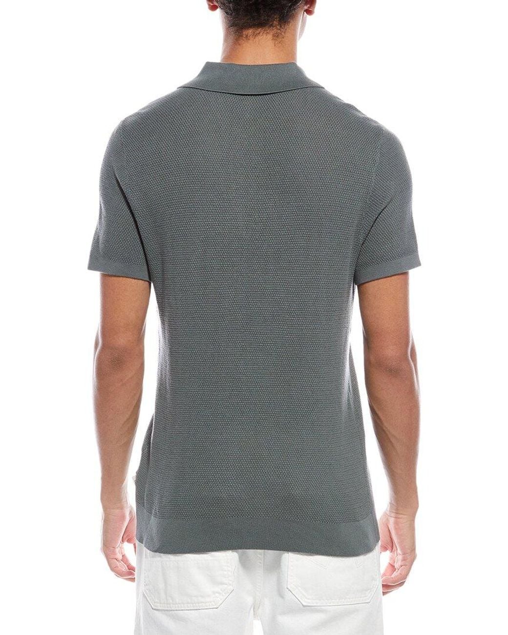 Onia Gray Textured Polo Shirt for men