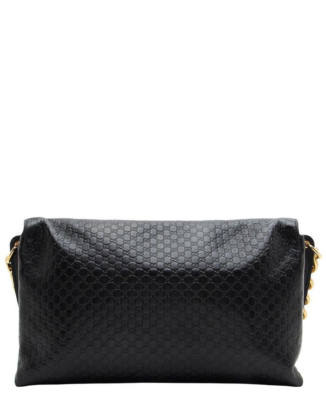 Gucci Black Microssima Leather Chain Large Shoulder Bag (Authentic Pre- Loved)