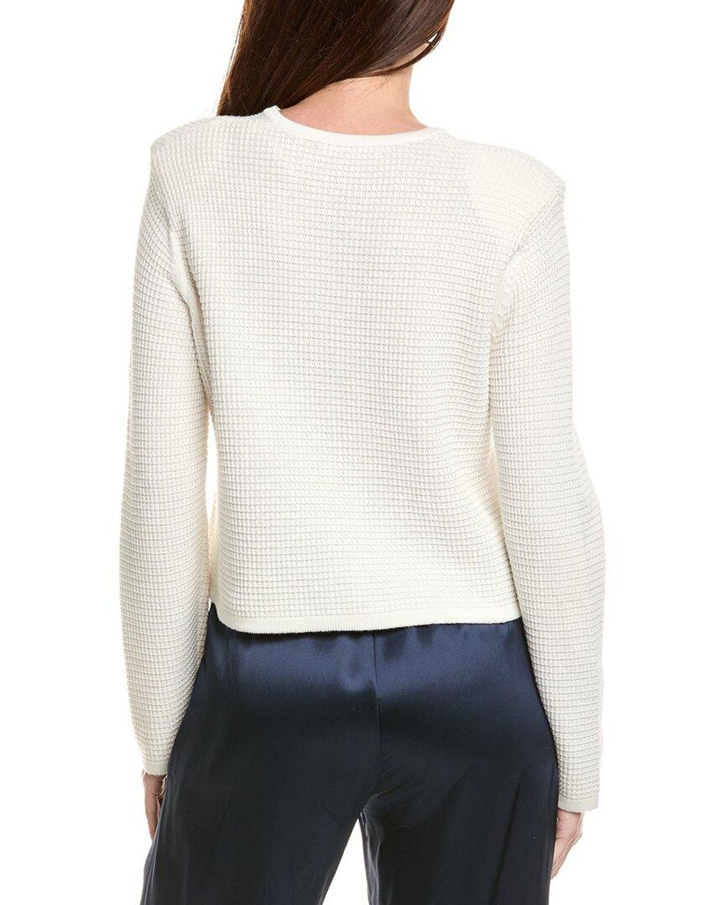 Hannah Rose White Textured Crop Cashmere-Blend Jacket