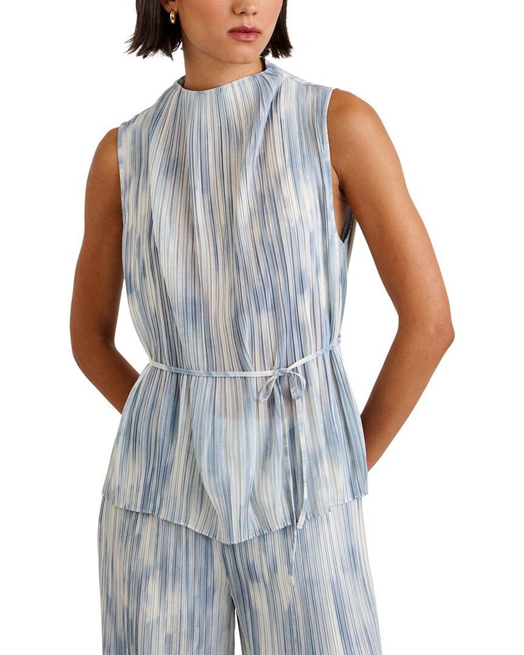 Bella Dahl Blue Mock Neck Top
