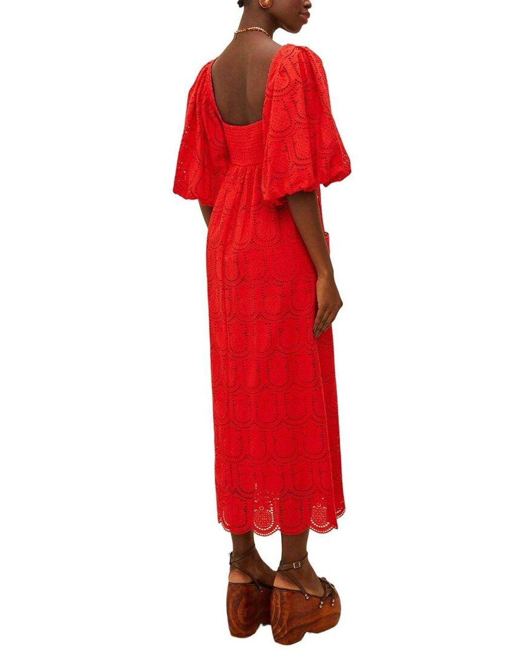 Farm Rio Red Pineapple Eyelet Maxi Dress