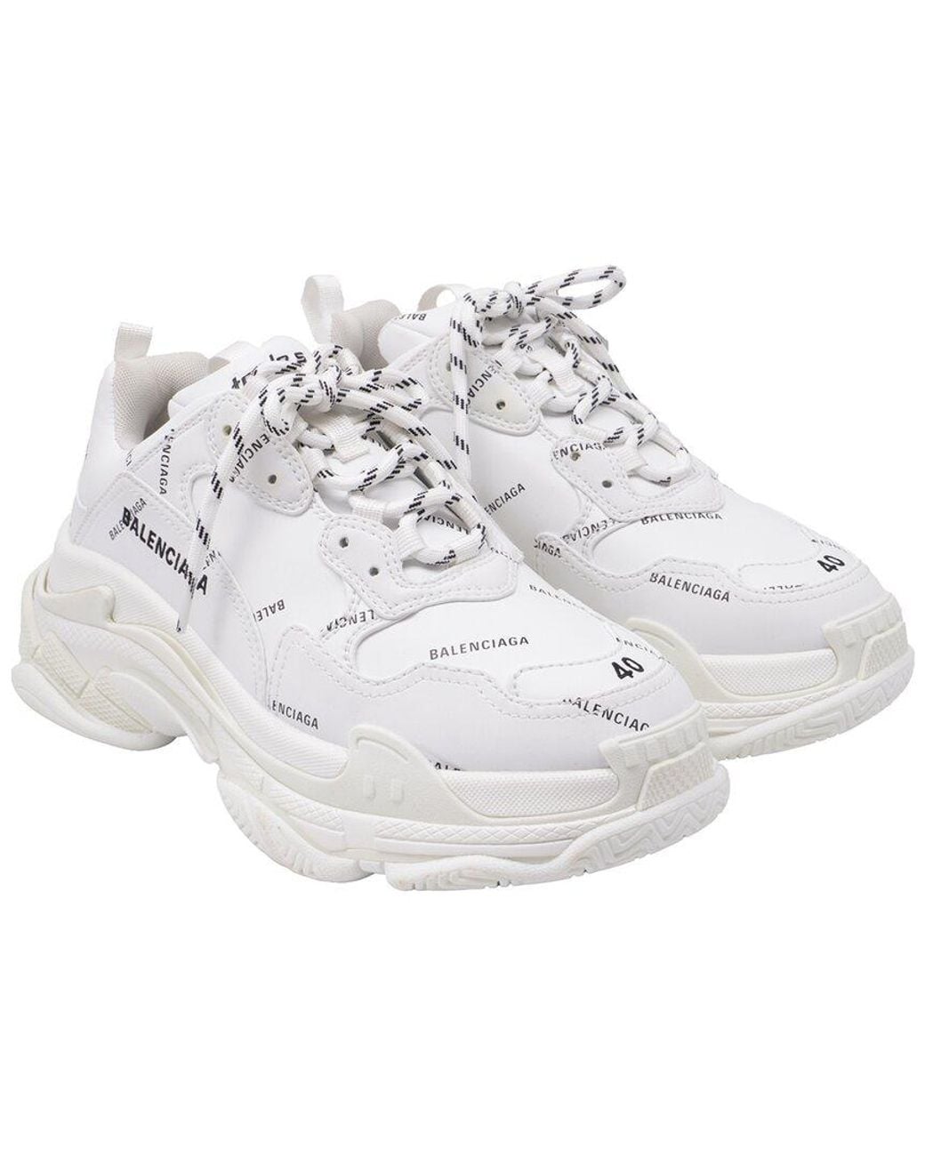 Balenciaga White Polyurethane Triple S All Over Logo Sneaker (Authentic Pre-Loved)