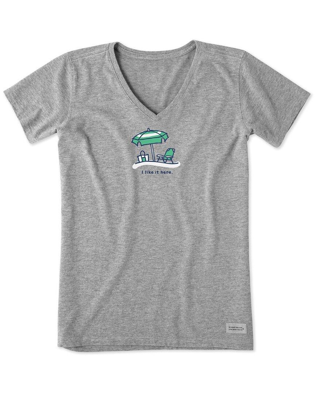 Life Is Good. Gray Crusher V-Neck T-Shirt