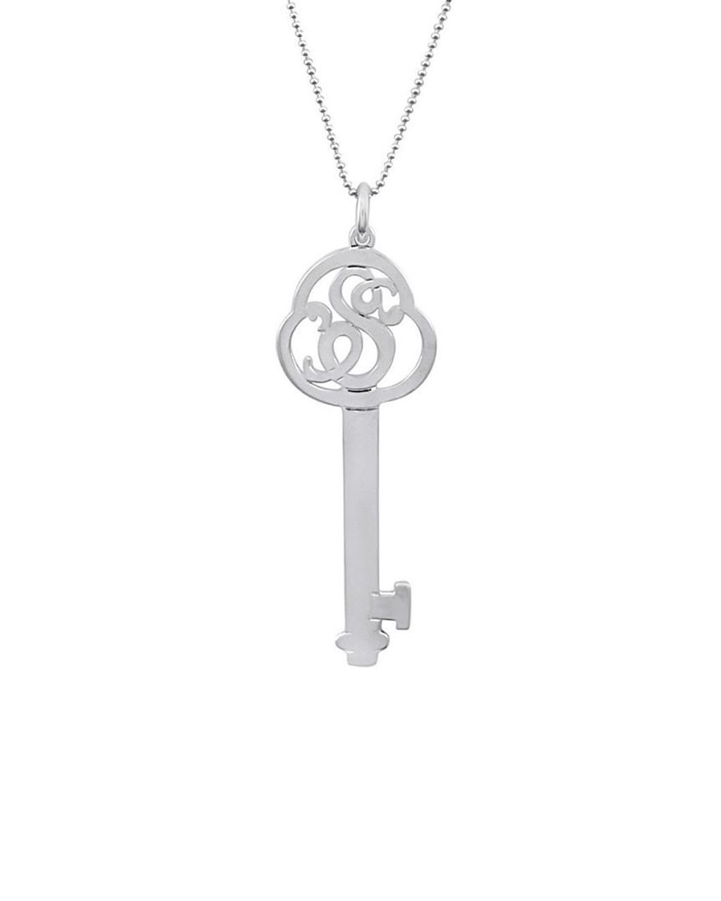 Jane Basch White Silver Initial Key Pendant (a-z)