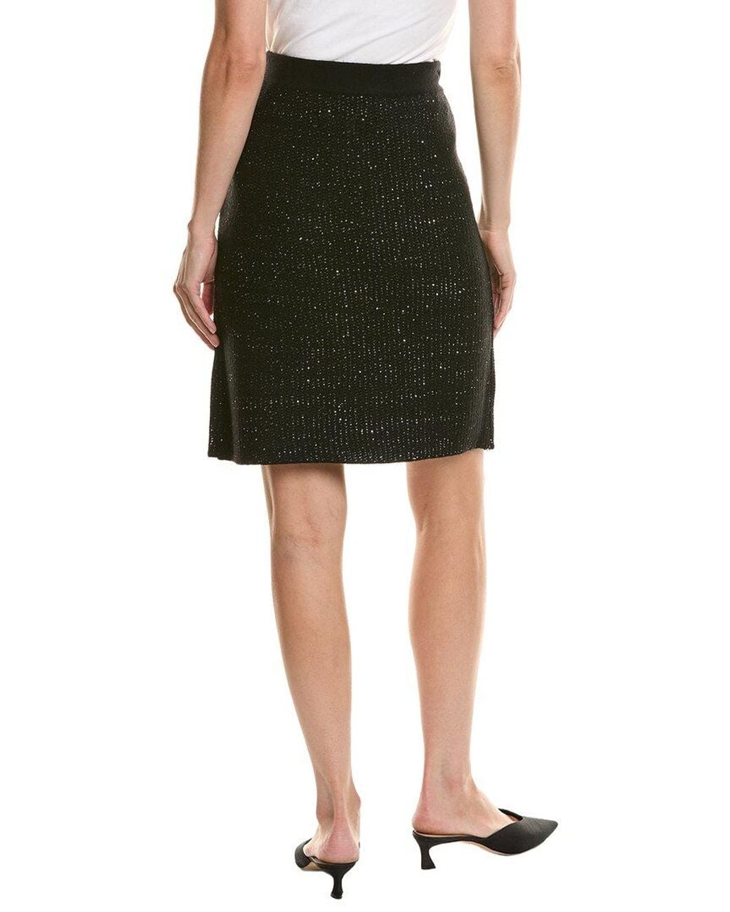 Karl Lagerfeld Black Sequined Knit Wool-Blend Mini Skirt