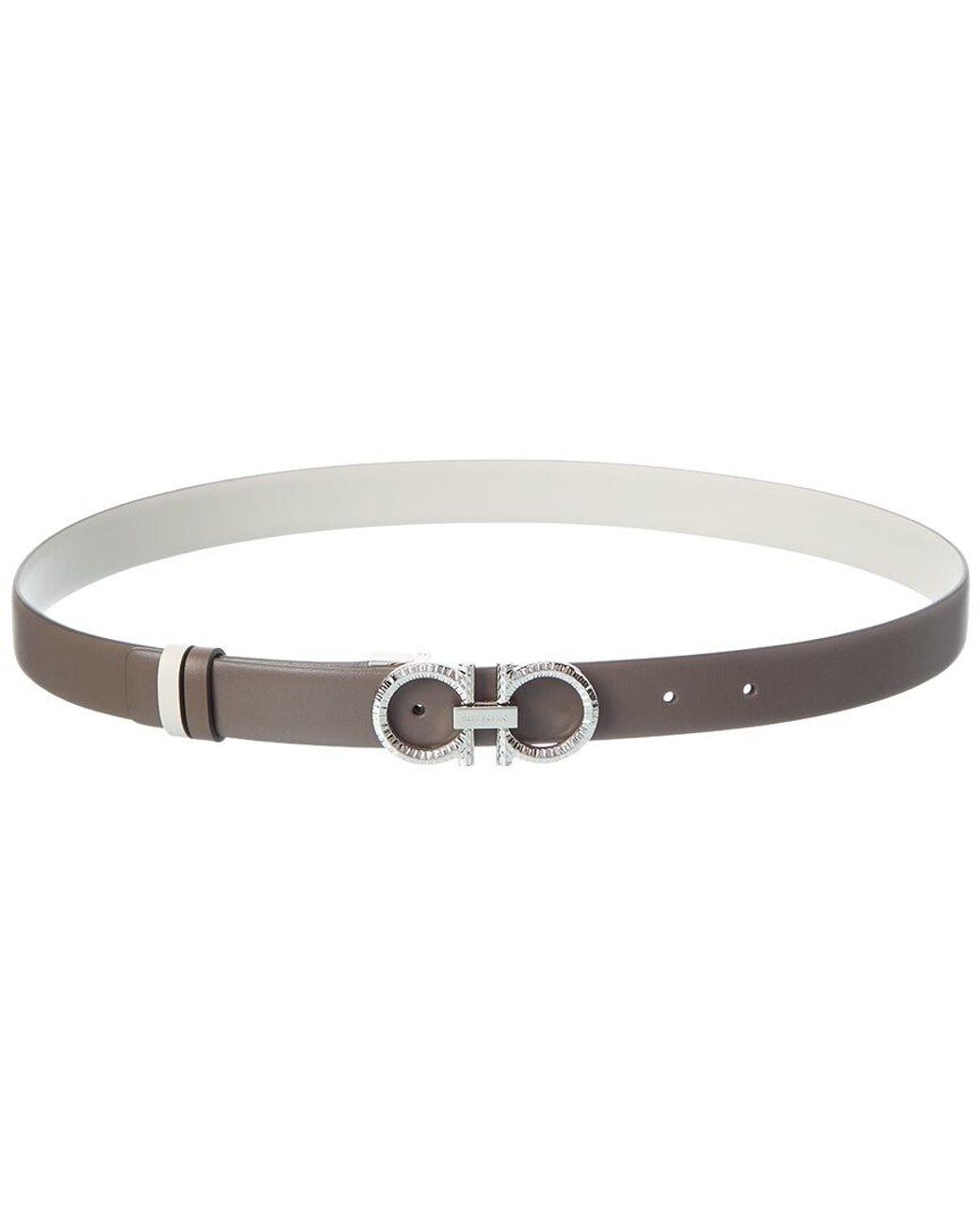Ferragamo White Gancini Reversible Leather Belt