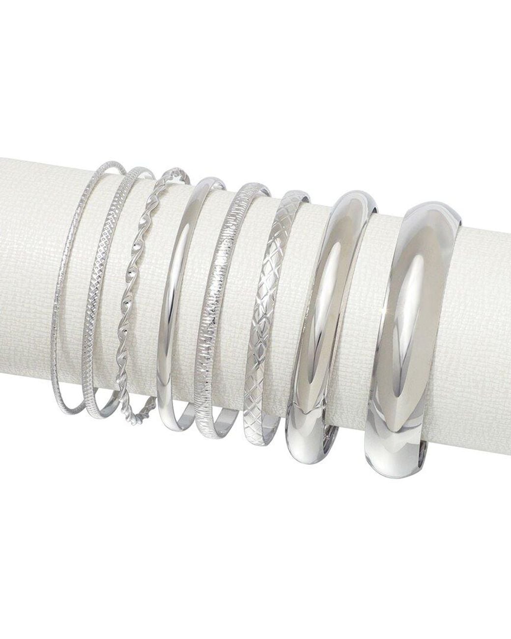 Adornia White 8-Bangle Set Bracelet