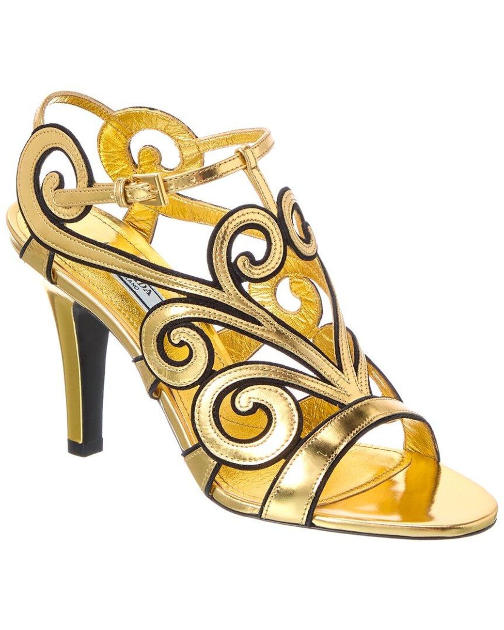 Prada Metallic 85 Suede & Leather Sandal