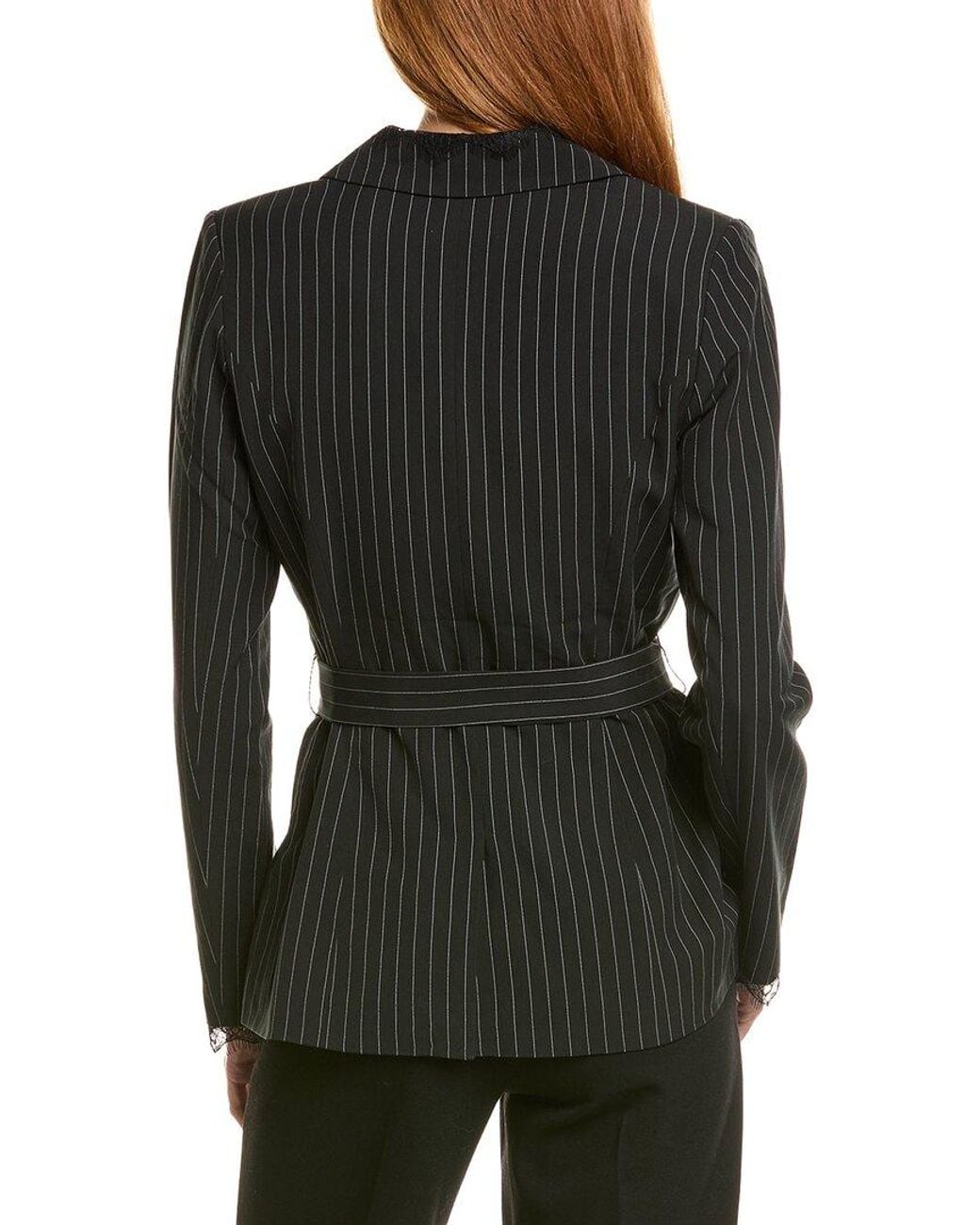 Ellen Tracy Black Suiting Lace Trim Blazer