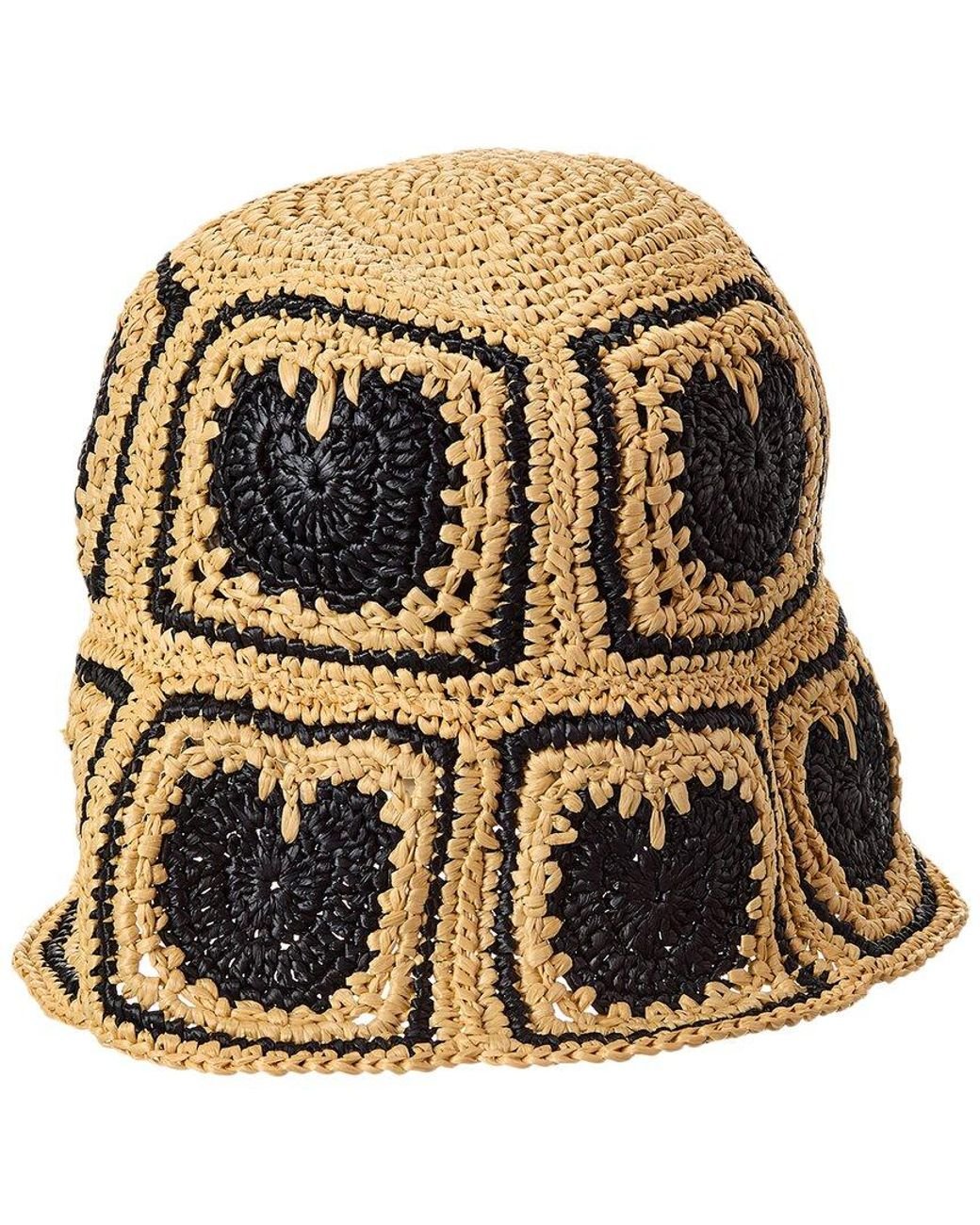 Stella McCartney Logo Raffia Crochet Bucket Hat in Metallic