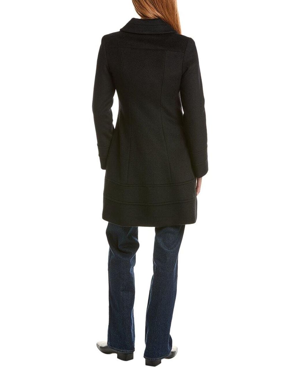 Fleurette Black Fit & Flare Wool-Blend Coat