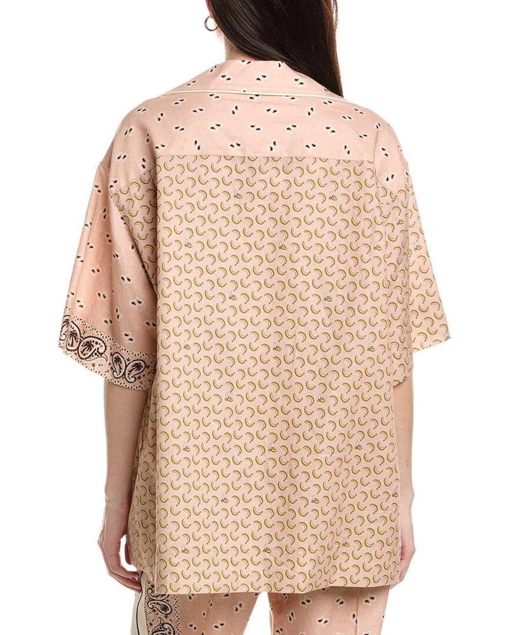 Palm Angels Natural Print Linen-Blend Shirt