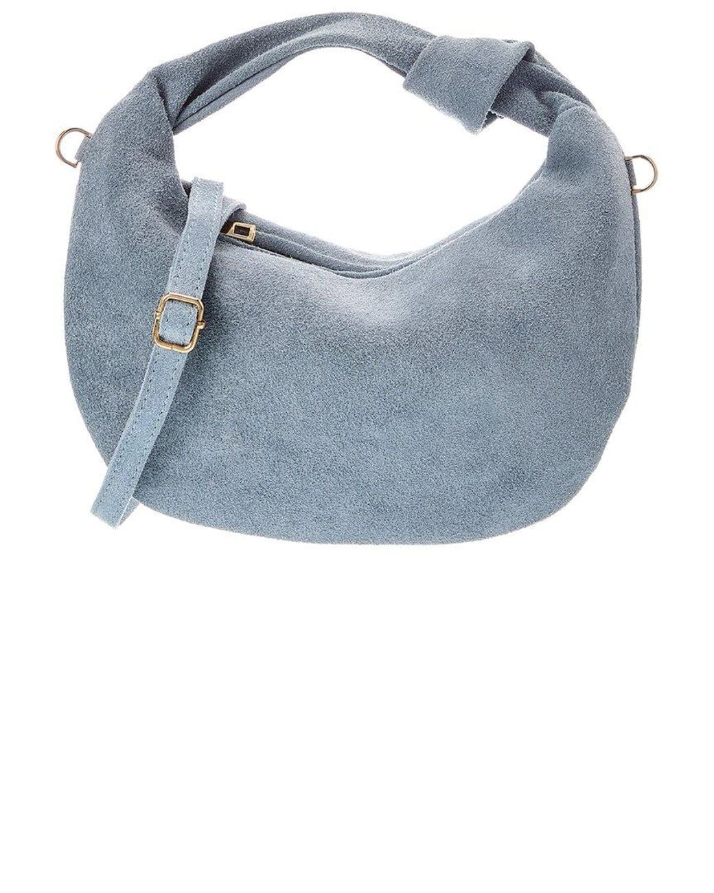 Italian Leather Blue Isabelle Leather Top Handle Bag
