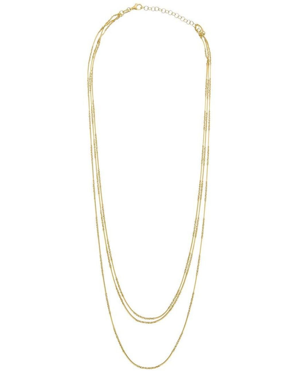 Italian Gold Over Silver Metallic 18K Plated Multi Strand Necklace