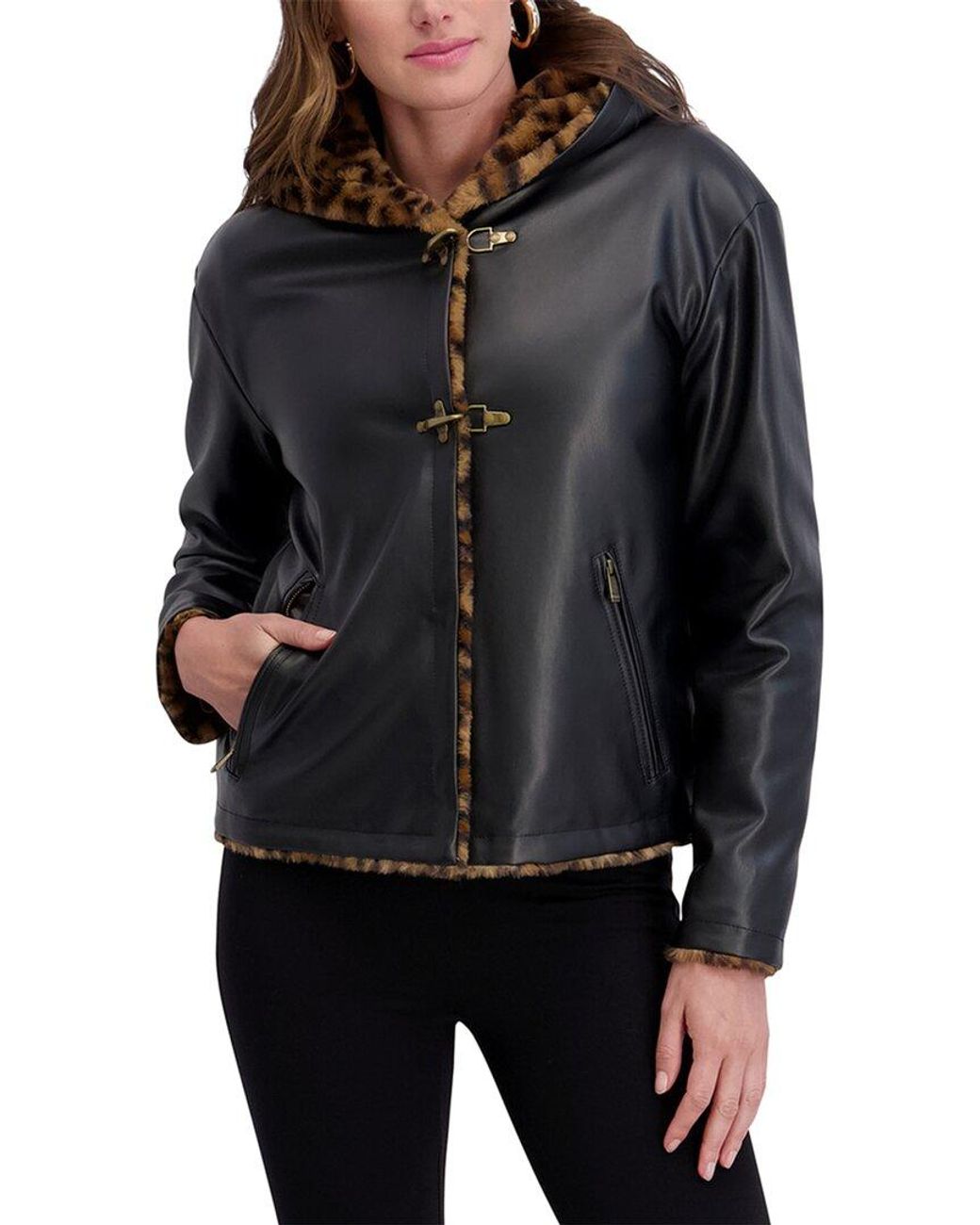 Kensie Black Faux Leather Jacket