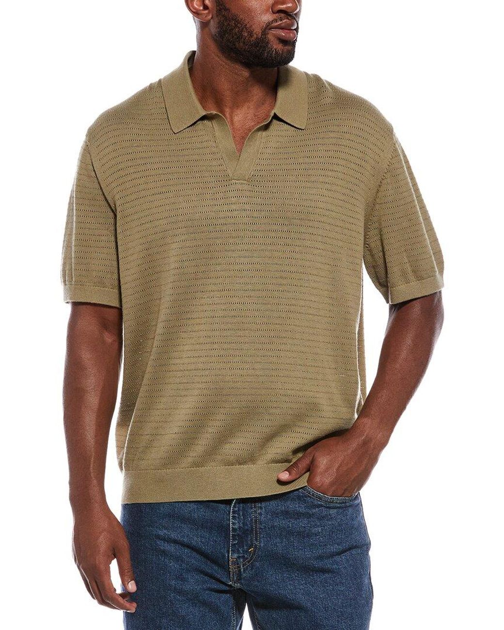 Madewell Green Pointelle Stitch Johnny Collar Silk-Blend Polo Sweater for men