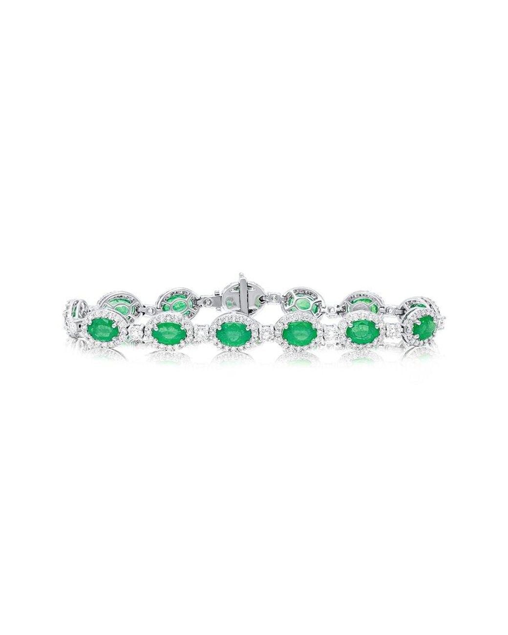 Diana M Green Fine Jewelry 18k 13.65 Ct. Tw. Diamond & Emerald Bracelet
