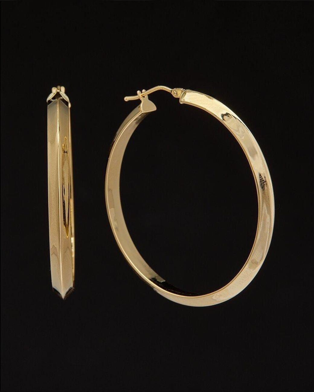 Italian Gold Black 14k Knife Edge Hoops