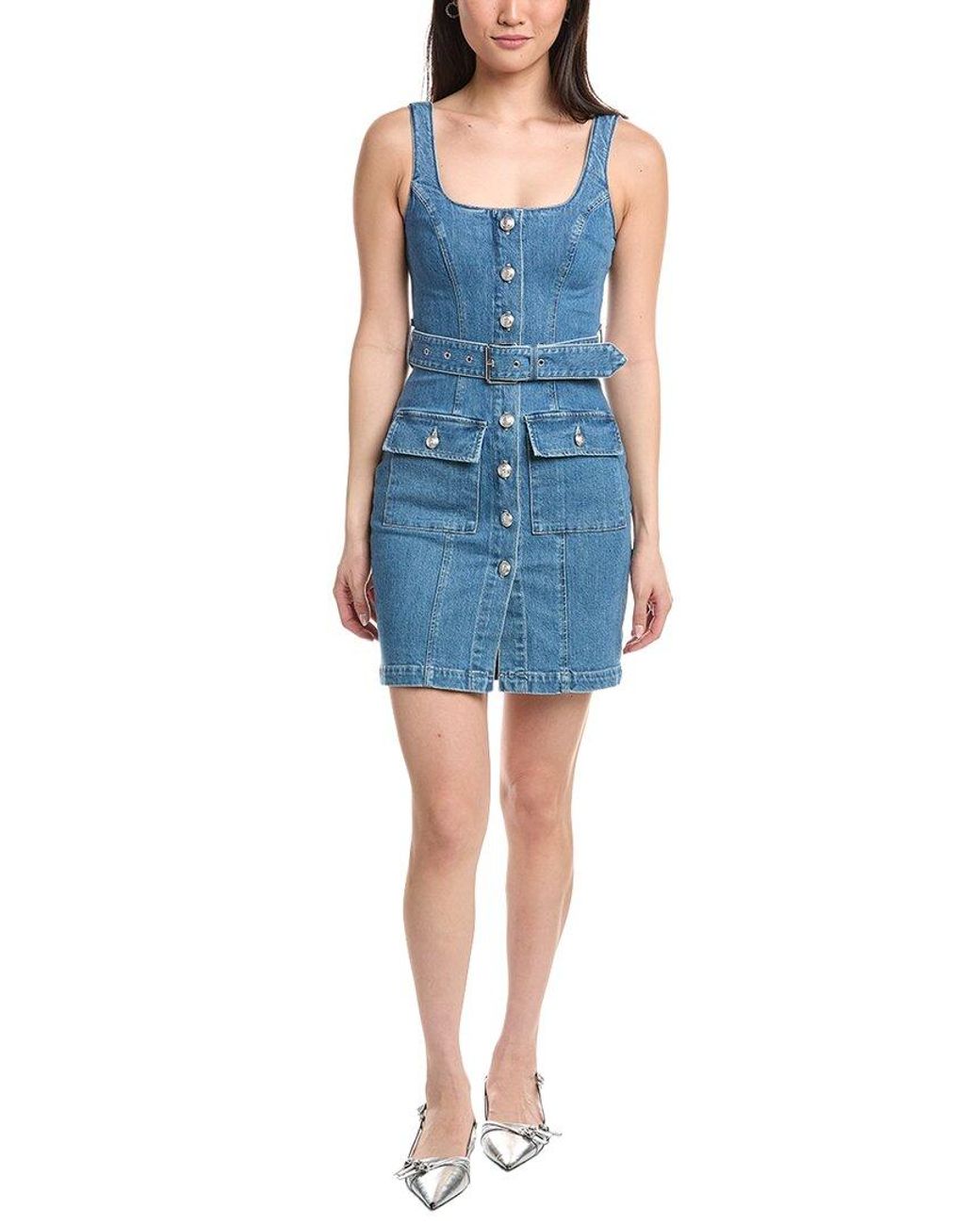 L'Agence Blue Midy Button Front Tank Dress