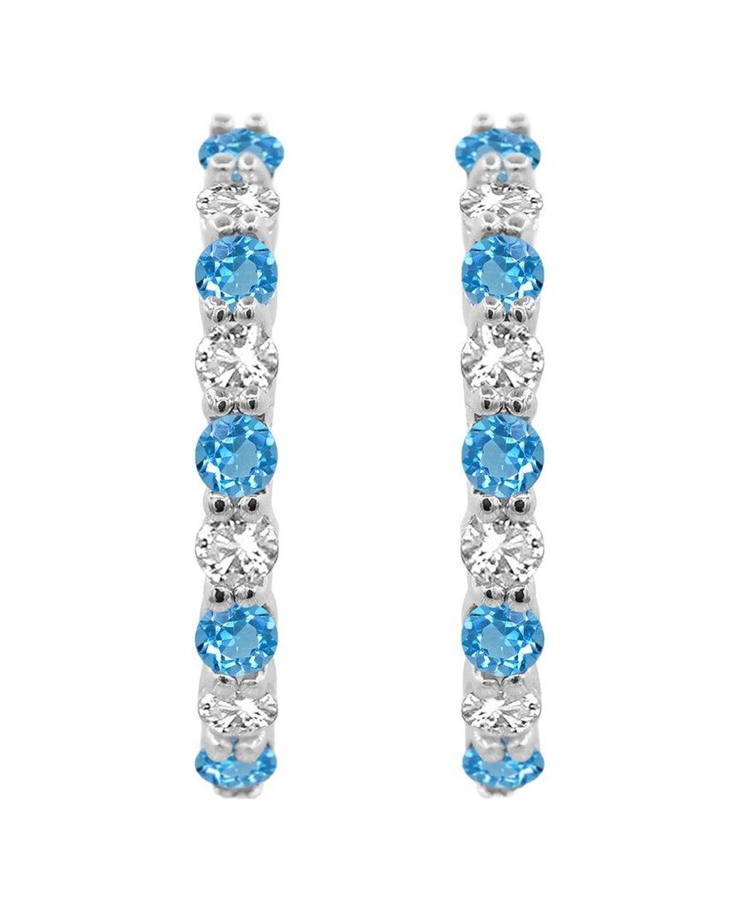 Lab Grown Gemstones Blue 0.80 Ct. Tw. Lab-Grown Topaz Hoop Earrings