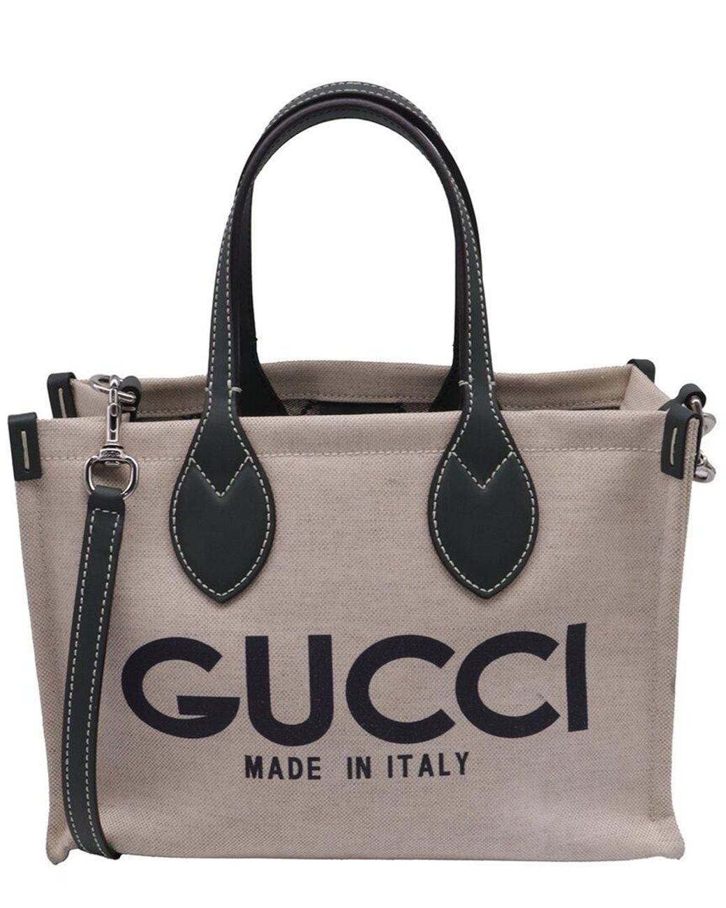 Gucci Black Small Logo-Print Canvas Tote Bag (Authentic Pre-Loved)