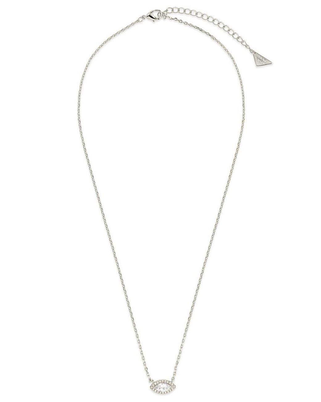 Sterling Forever Metallic Rhodium Plated Cz Jamie Pendant Necklace