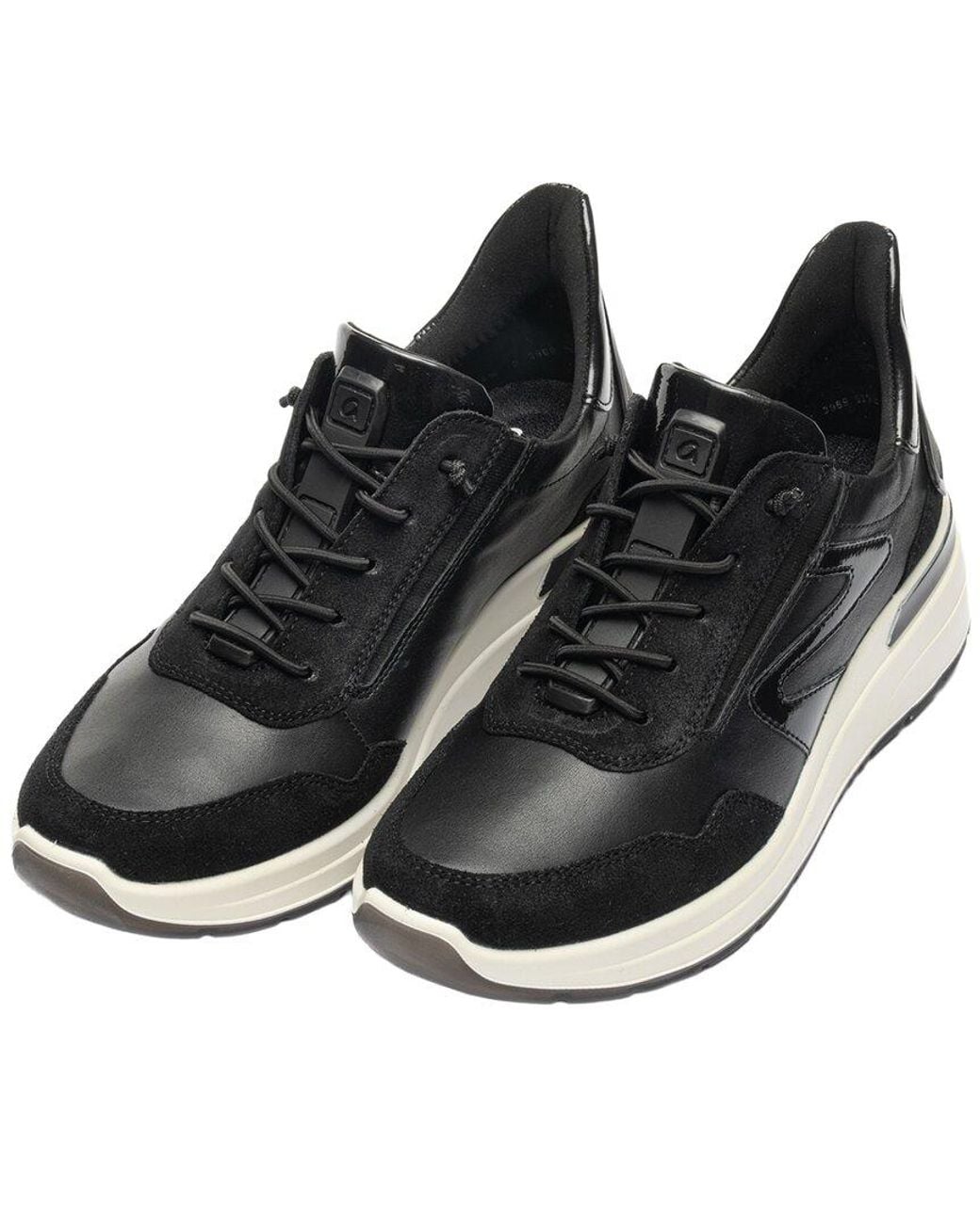 Ara Black Galicia Suede, Leather, & Patent Sneaker