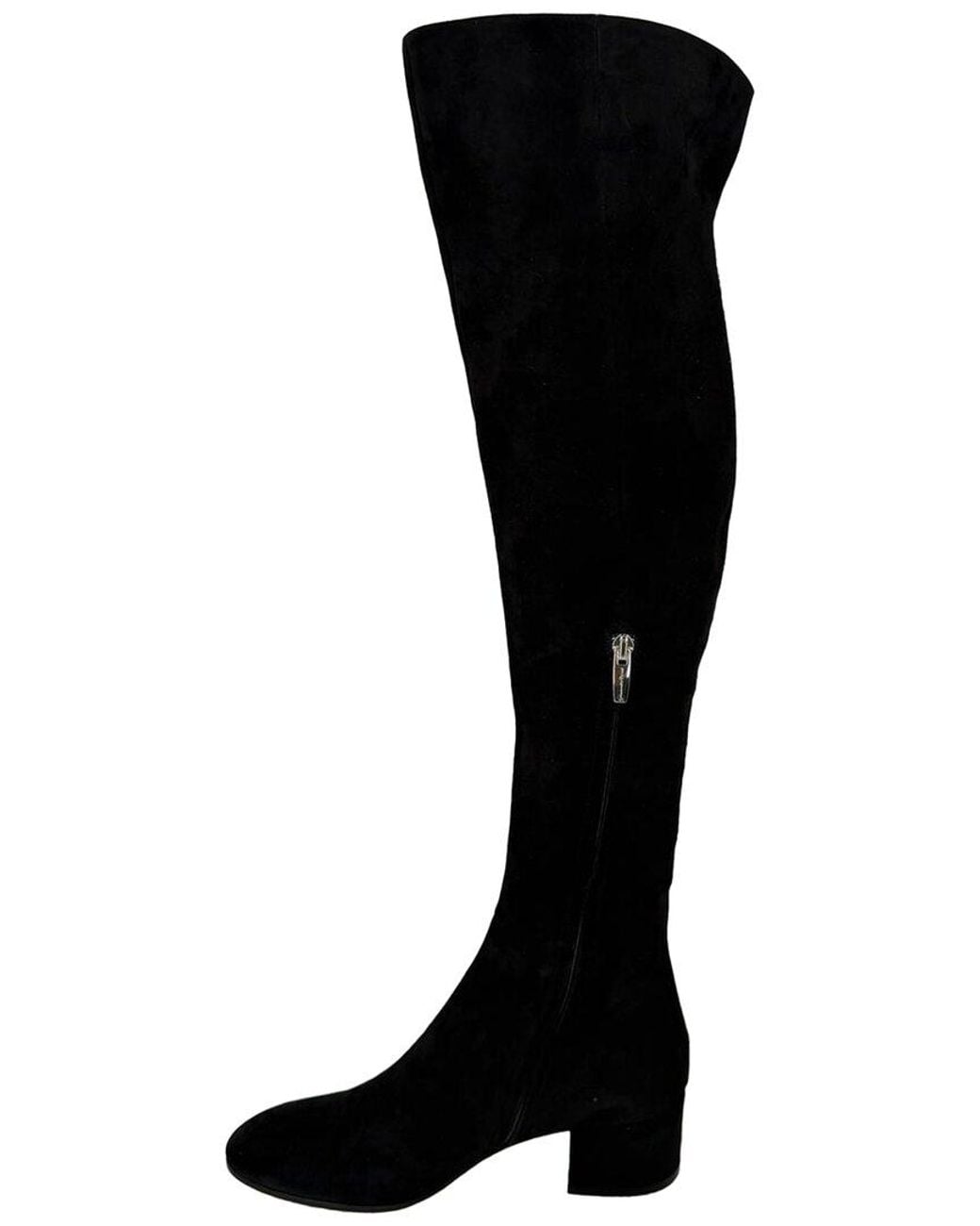 Gianvito Rossi Black Suede Block-Heel Knee-High Boot (Authentic Pre-Loved)