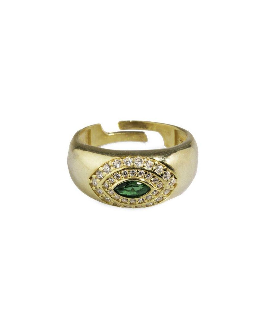 Ebru Jewelry White Cz Statement Adjustable Ring