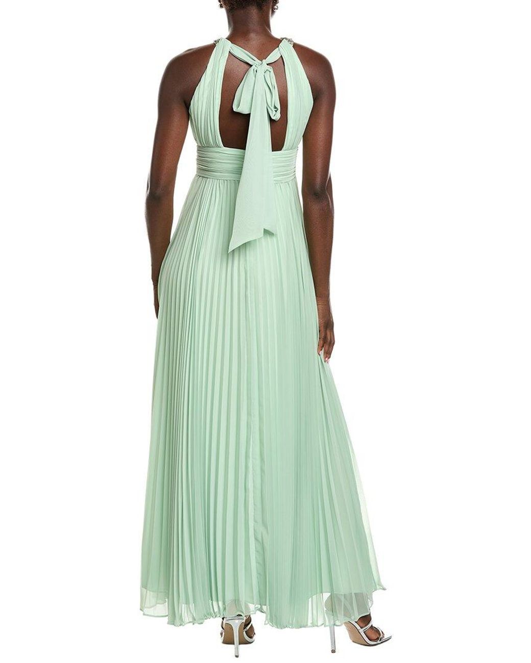 Eliza J Green Folded Embellished Neck Strap Gown