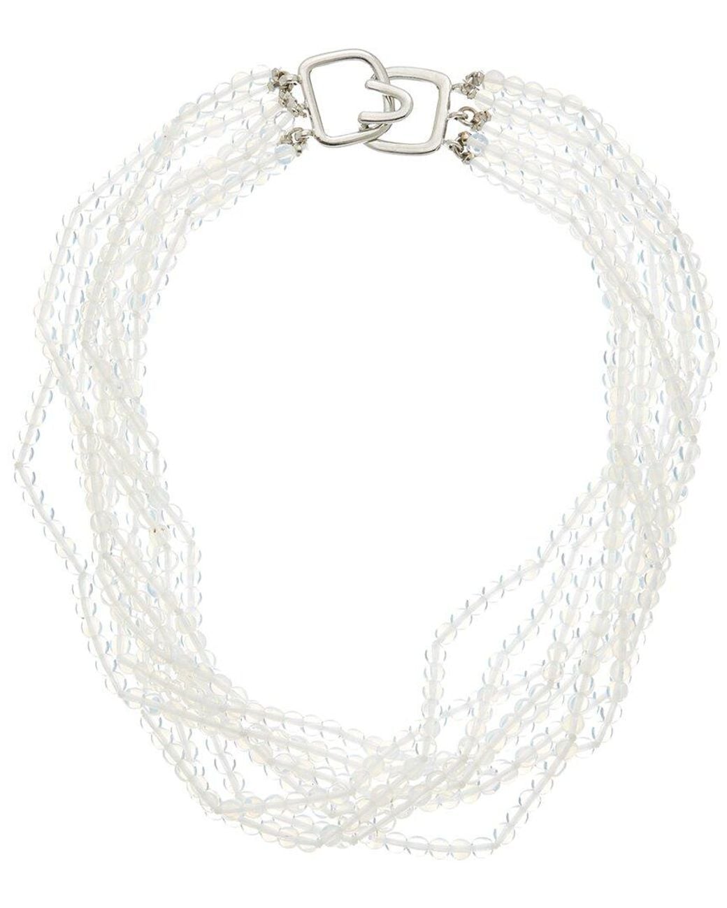 Kenneth Jay Lane White Multi Row Necklace