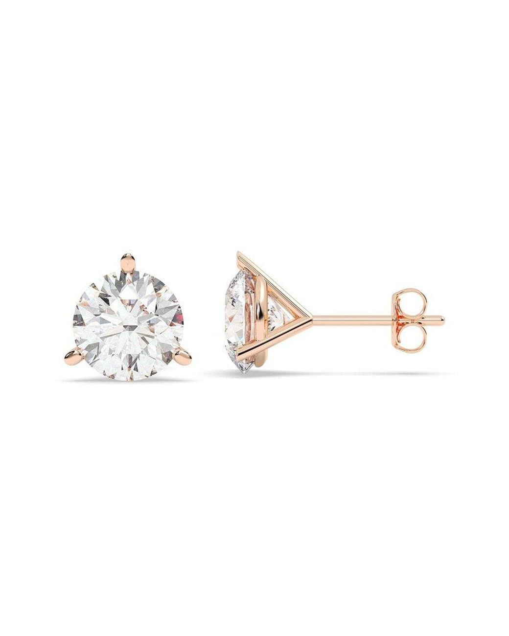 Lab Grown Diamonds White 14K Rose 4.00 Ct. Tw. Lab-Grown Diamond Earrings