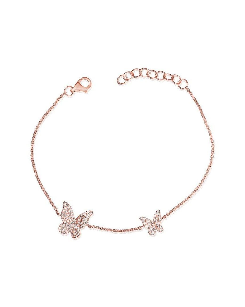 Sabrina Designs Metallic 14k Rose Gold 0.35 Ct. Tw. Diamond Butterfly Bracelet