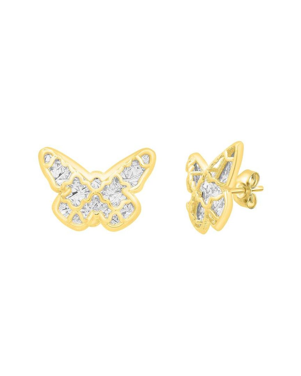 Italian Gold Metallic 14K Two-Tone Butterfly Earrings