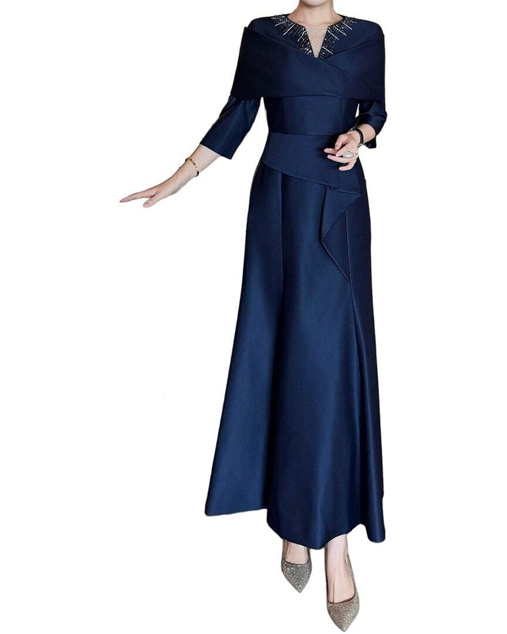 BRC By BURRYCO Blue Solid Maxi Dress
