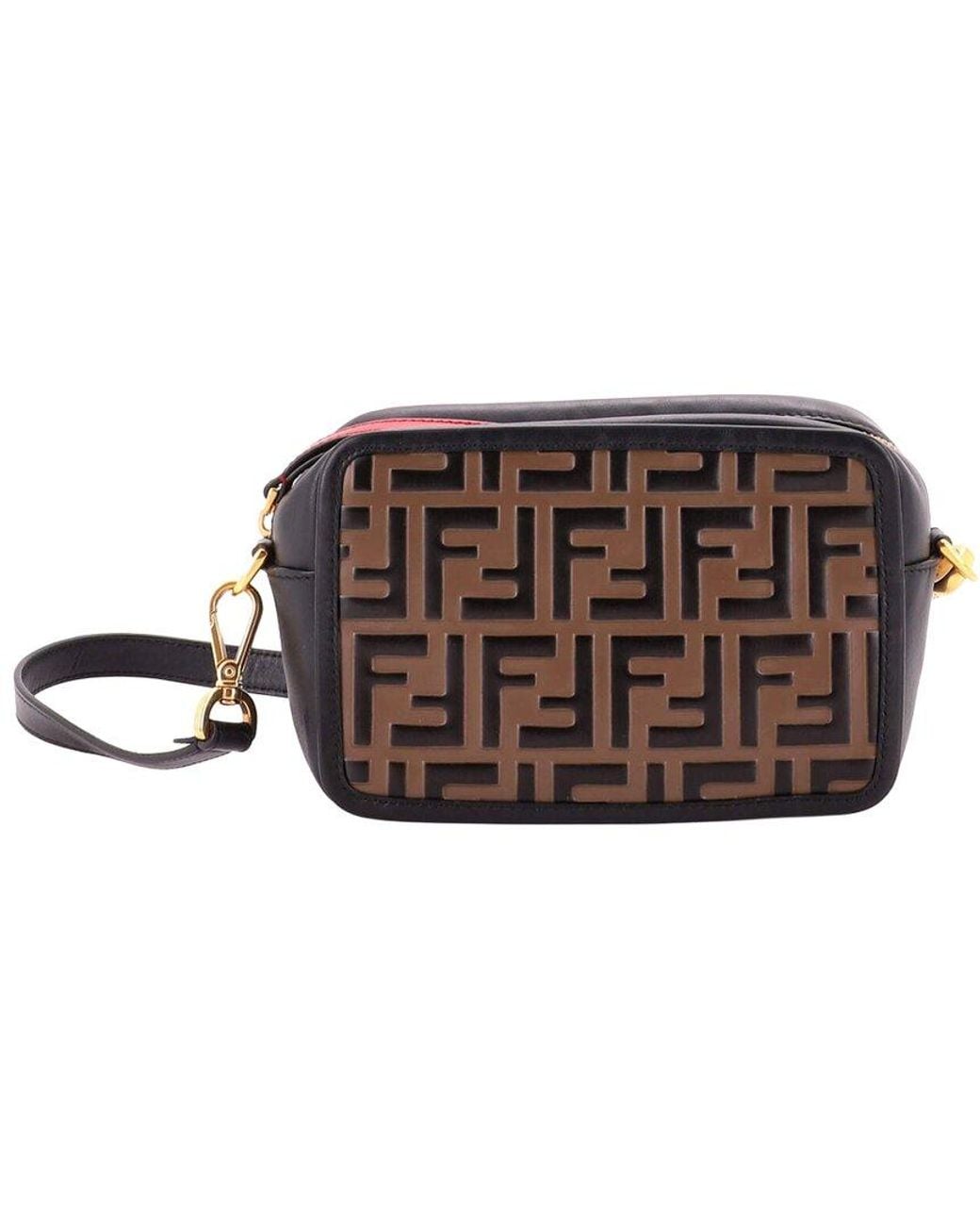 Fendi Brown Zucca Embossed Leather Camera Bag Small (Authentic Pre-Loved)