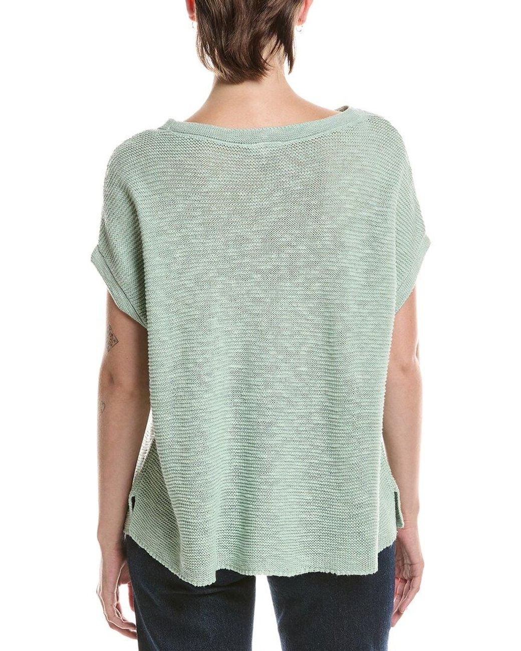 Eileen Fisher Green Linen-Blend Sweater