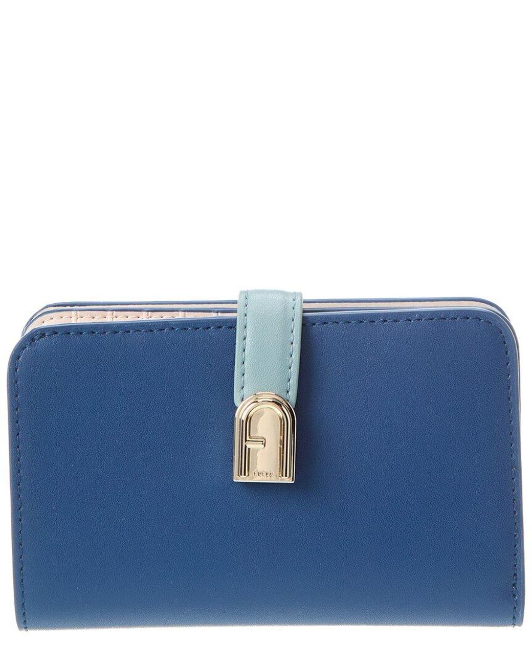 Furla Blue Levante Leather Compact Wallet