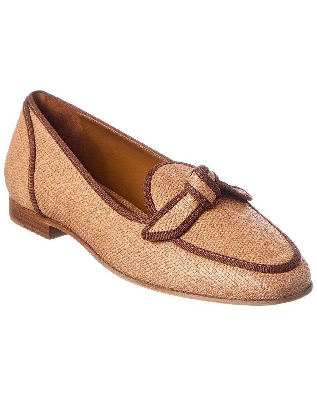 Alexandre Birman Brown Grosgrain Raffia Loafer