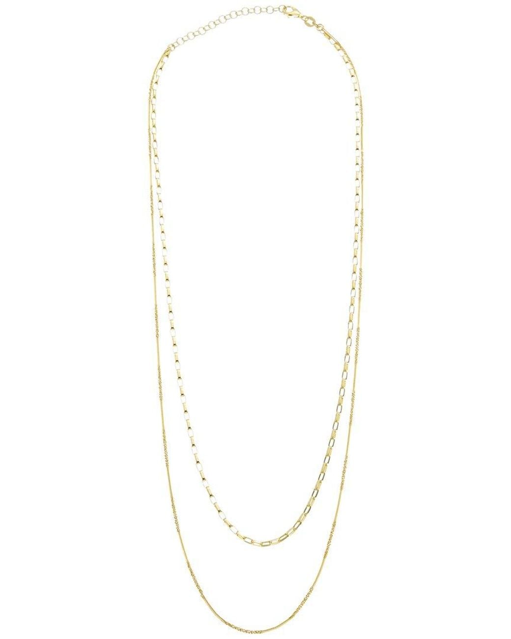 Italian Gold Over Silver Metallic 18K Plated Multi Strand Necklace