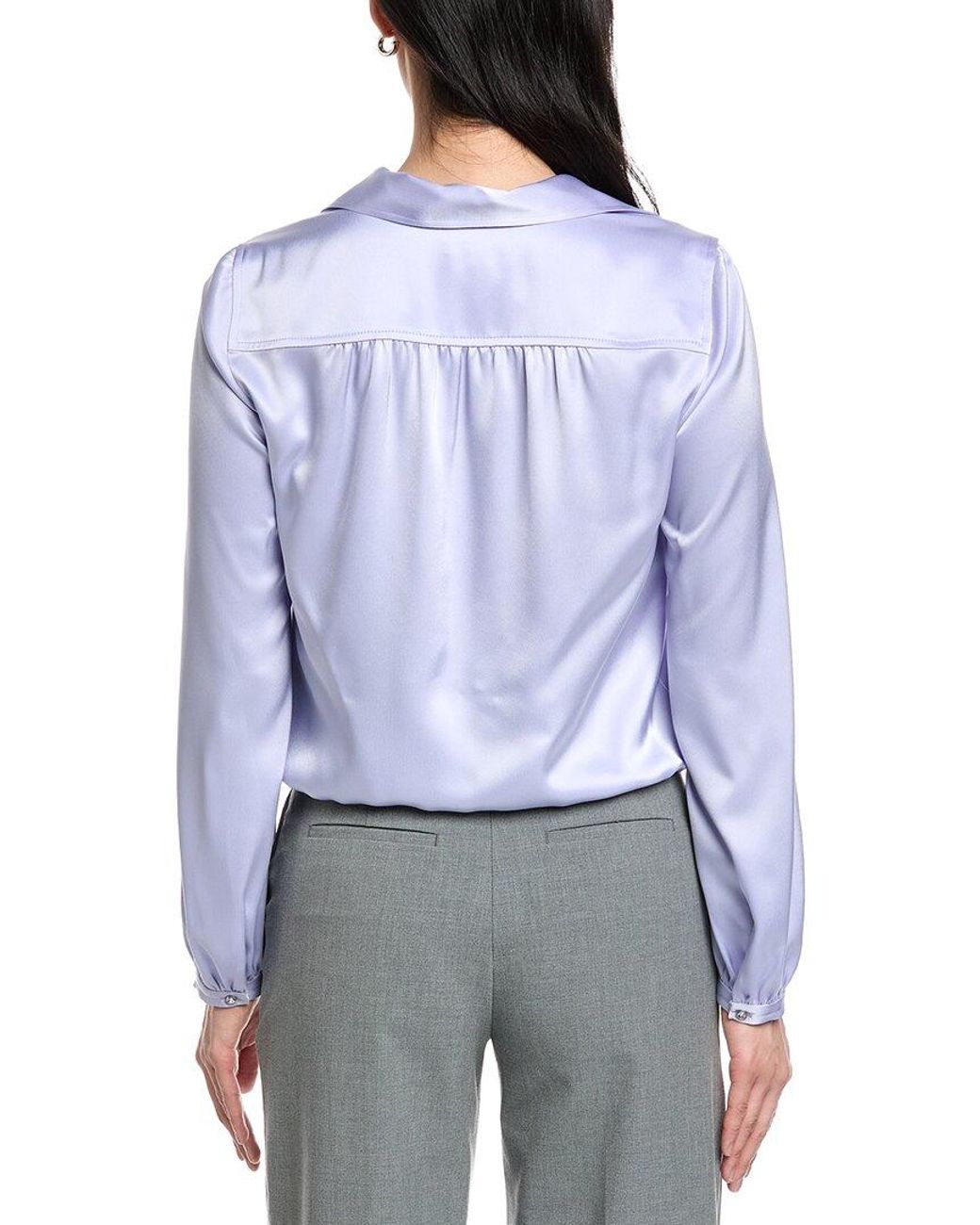 St. John Blue Winged Collar Blouse