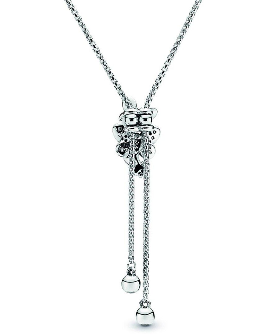 PANDORA Moments Silver Cz Butterfly Y Necklace in Metallic | Lyst