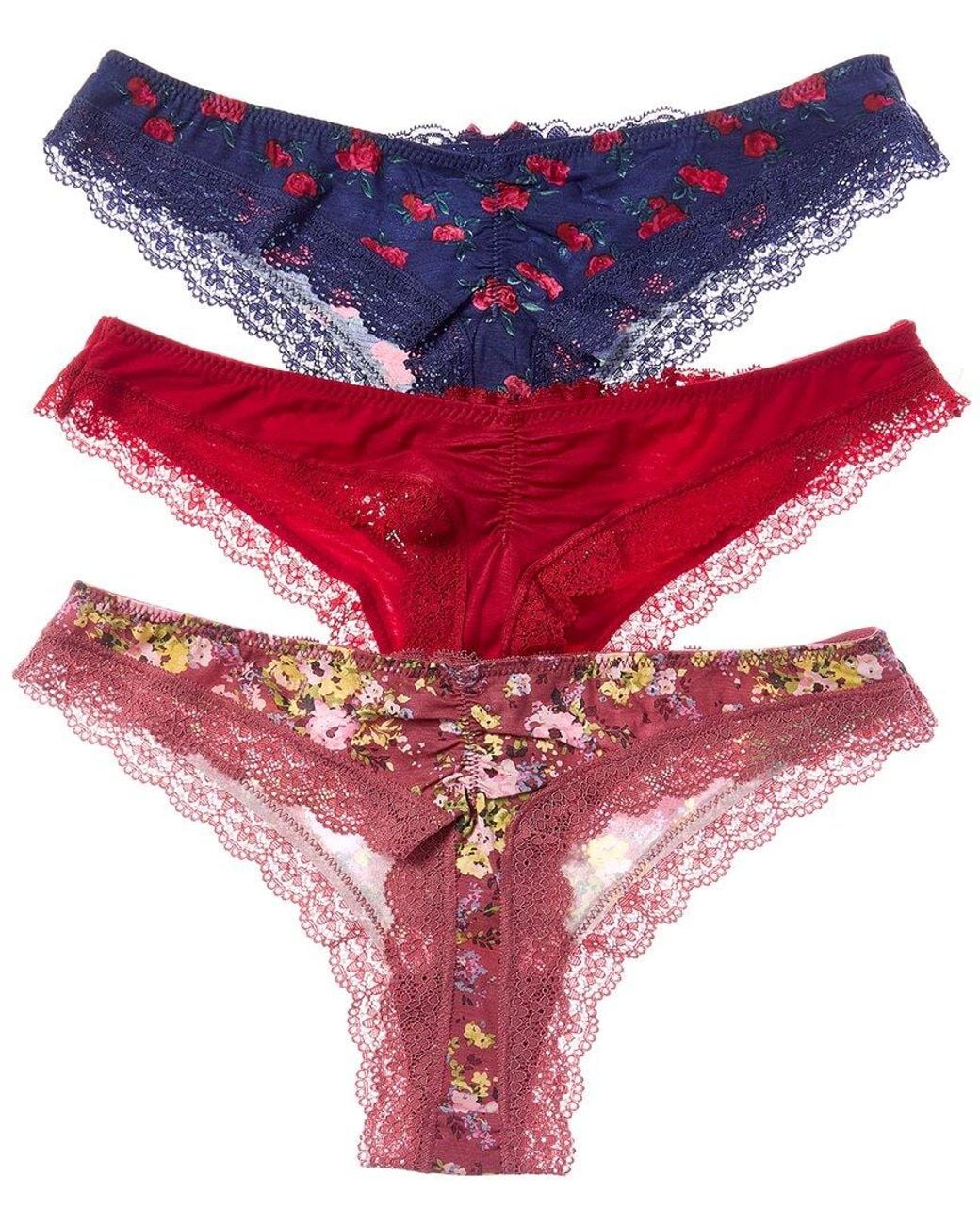 Honeydew Intimates Red Set Of 3 Willow Thong