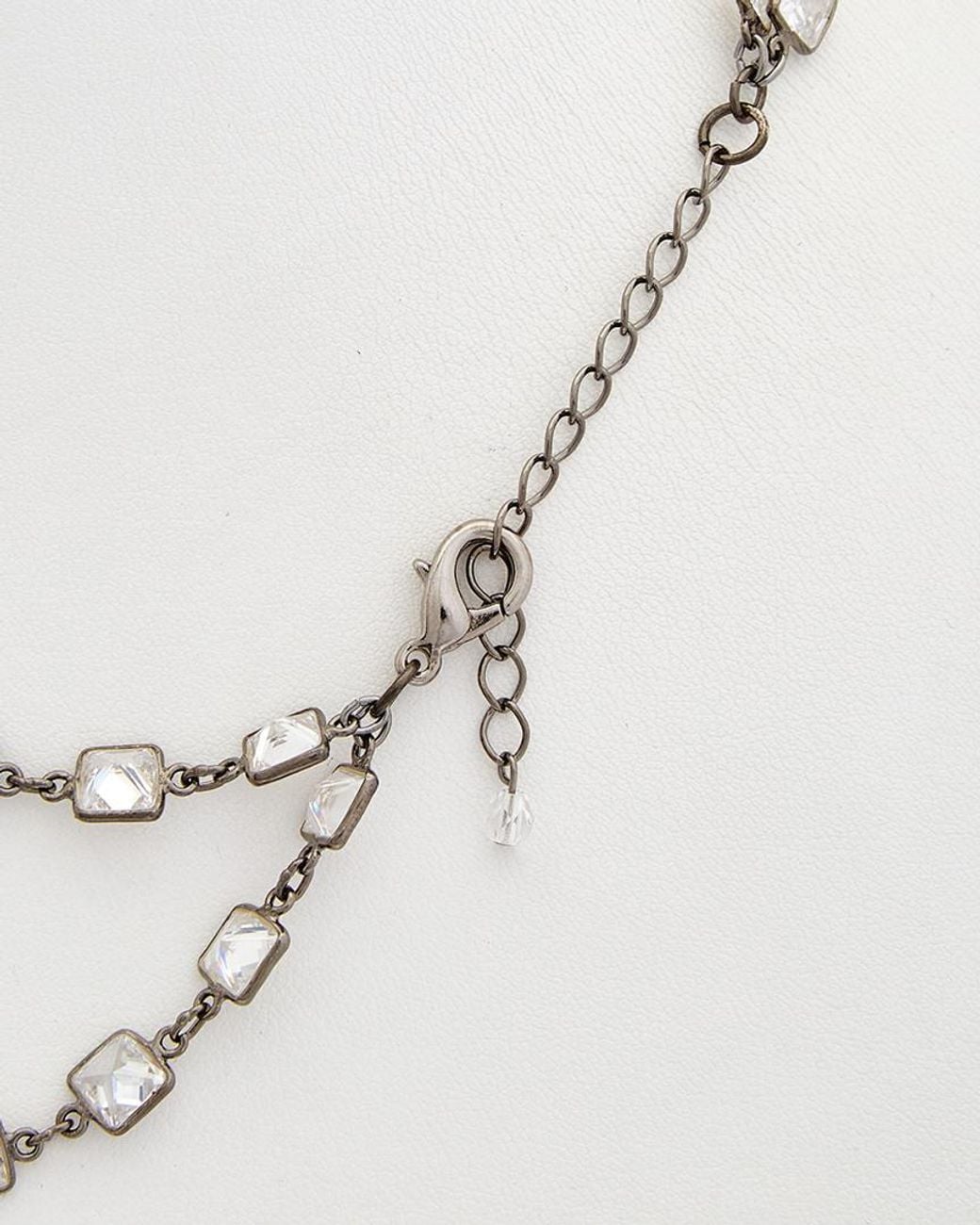 Rachel Reinhardt Jewelry White Plated Silver Cz Layered Necklace