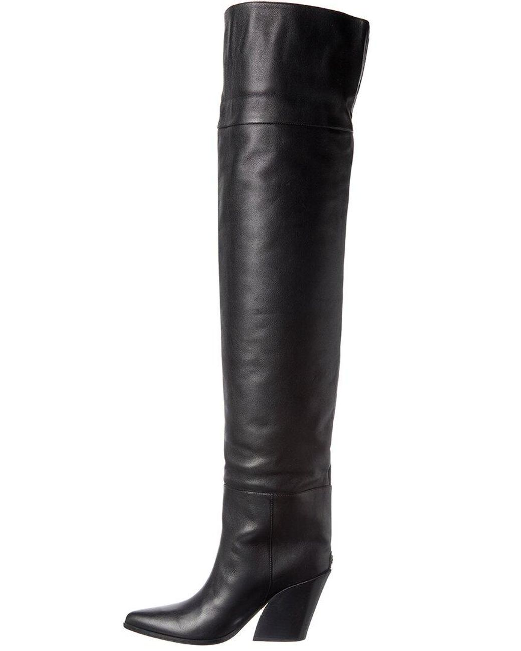 Jimmy Choo Black Maceo 85 Leather Over-The-Knee Boot