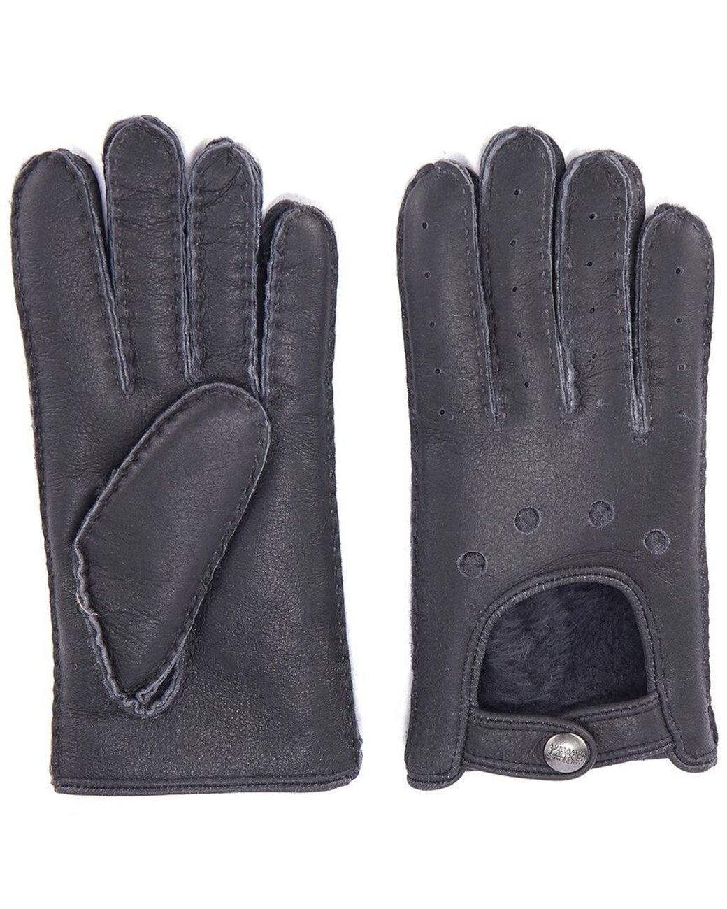 Australia Luxe Gray Sheepskin Moto Gloves