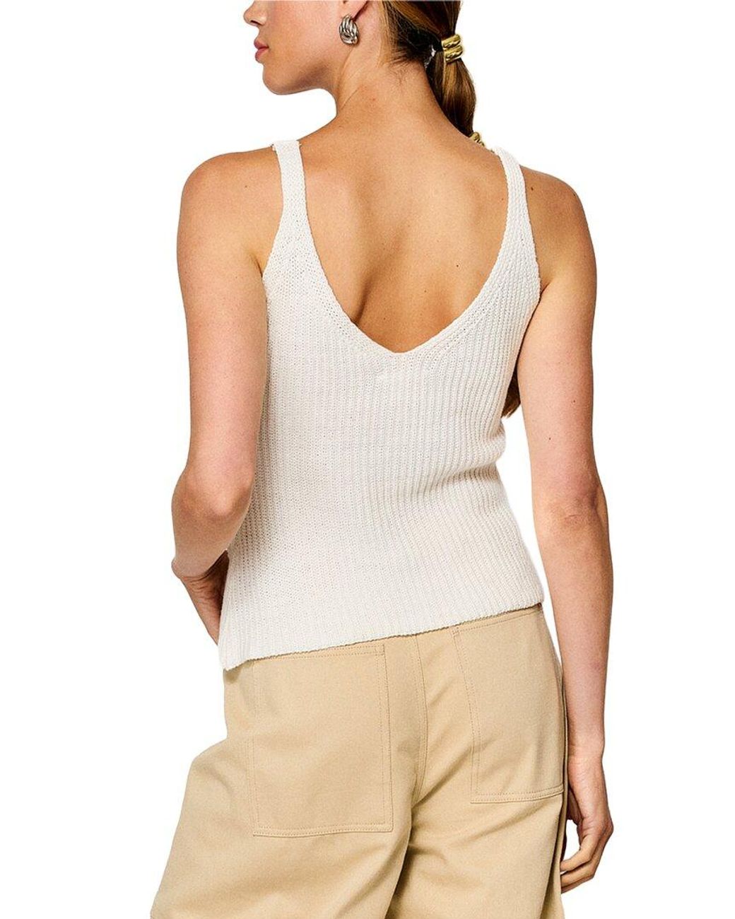 Line & Dot White Lara Sleeveless Sweater Top