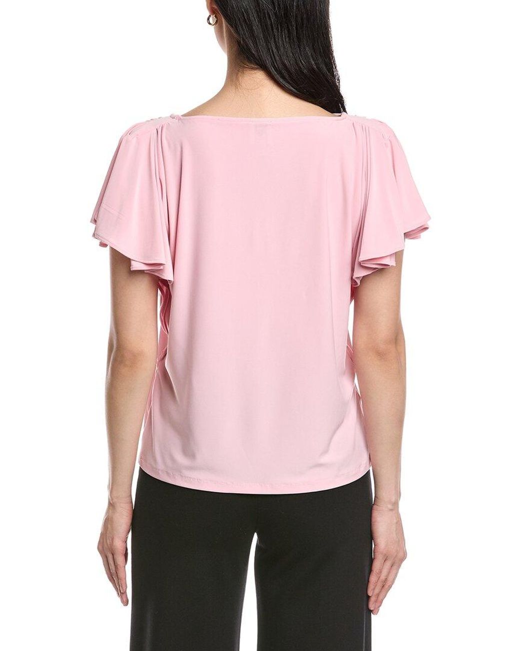 Anne Klein Pink Cascade Flutter Sleeve Top