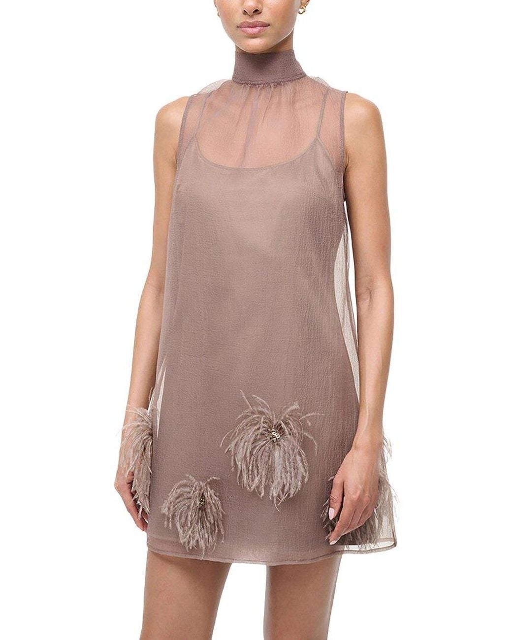 Ariele Tesoro Brown Embellished Mini Dress